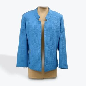 Kasper‎ Women's Blue Textured Open Front Blazer Jacket Size 8